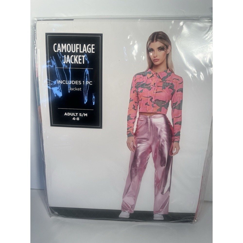 Women's Pink Camo Camouflage Jacket Costume S/M 4-8 Halloween NWT